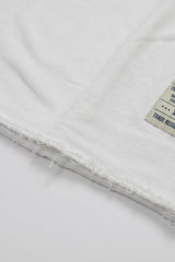 Weißes Herren-T-Shirt mit lockerer Passform, offener Kante, Rundhalsausschnitt, Baumwollmischung