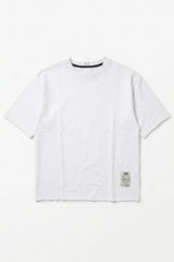 Weißes Herren-T-Shirt mit lockerer Passform, offener Kante, Rundhalsausschnitt, Baumwollmischung