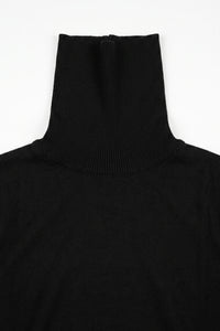 Schwarzer Herren-Rollkragenpullover aus weichem Viskosemischgewebe mit langen Ärmeln
