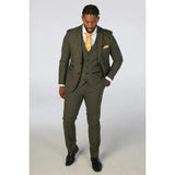 Oscar - Men's 3 Piece Olive Green Wool Blend Tweed Suit