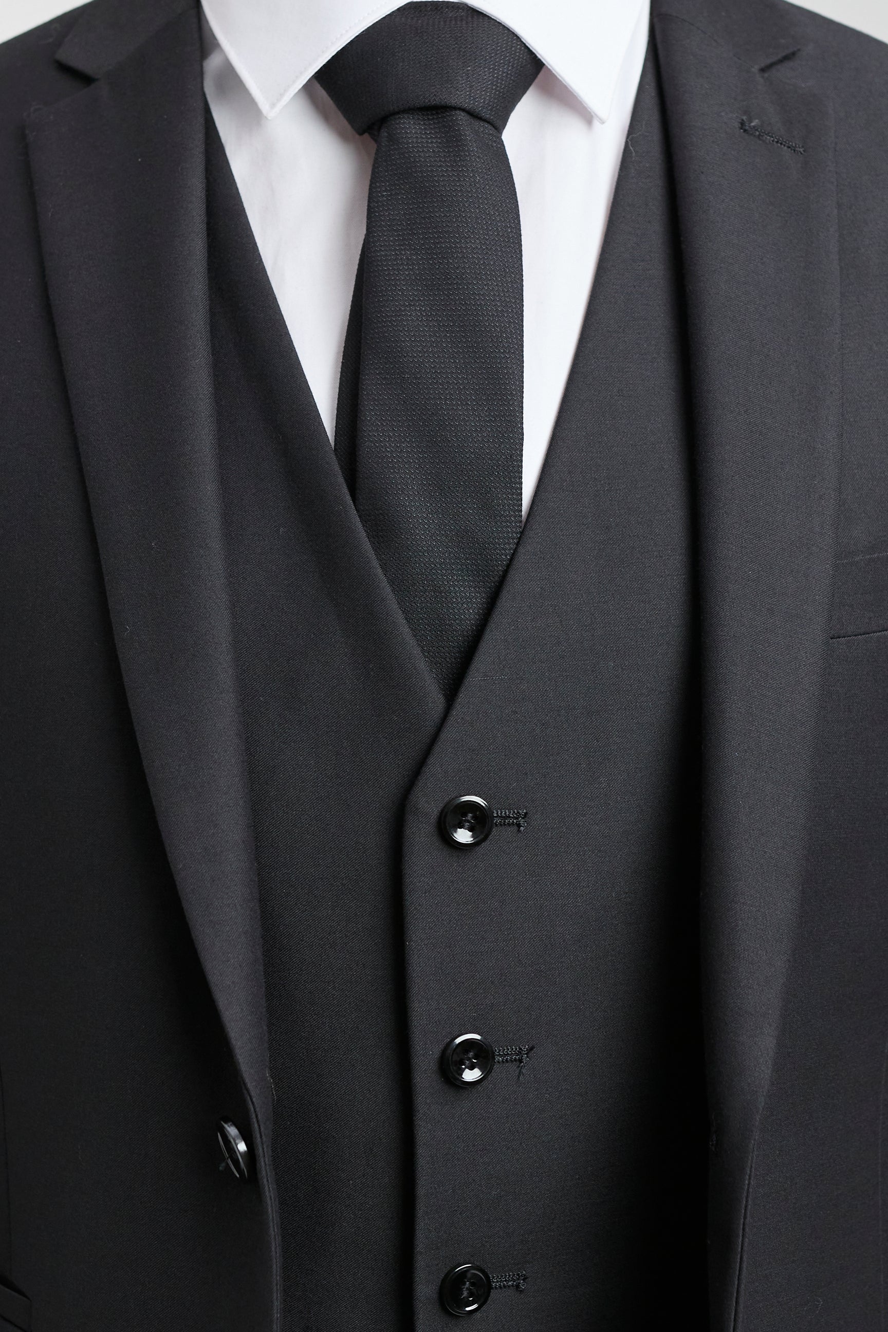 Paul Andrew Parker – Herrenanzug, 3-teilig, schwarz, maßgeschneidert, komplett, klassischer Türsteher, Trauer, Beerdigung