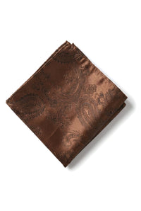 Paisley-Krawatte, braun, Geschenkset, Einstecktuch, Manschettenknöpfe, Krawatte, florales Satin