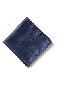 Paisley-Krawatte, Marineblau, Geschenkset, Einstecktuch, Manschettenknöpfe, Krawatte, Blumenmuster, Satin