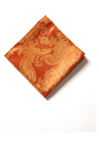 Paisley Hals Orange Krawatte Geschenk-Set Einstecktuch Manschettenknöpfe Krawatte Floral Satin