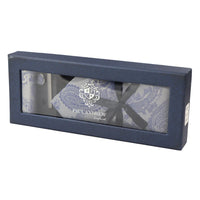 Paisley Neck Blue Tie Gift Set Pocket Square Cuff Links Floral Satin