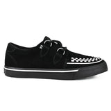 Spitz zulaufende Creeper Sneaker, schwarz-weiße Wildleder-Plateauschuhe