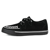 Spitz zulaufende Creeper Sneaker, schwarz-weiße Wildleder-Plateauschuhe