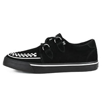 Spitz zulaufende Creeper Sneaker, schwarz-weiße Wildleder-Plateauschuhe