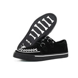 Spitz zulaufende Creeper Sneaker, schwarz-weiße Wildleder-Plateauschuhe