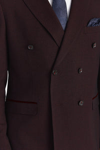 Regent - Brugundy karierter zweireihiger Blazer für Herren