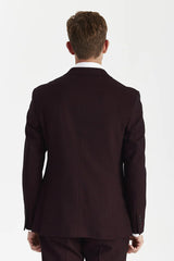 Regent - Brugundy karierter zweireihiger Blazer für Herren