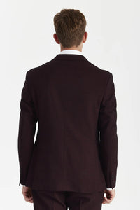 Regent - Brugundy karierter zweireihiger Blazer für Herren
