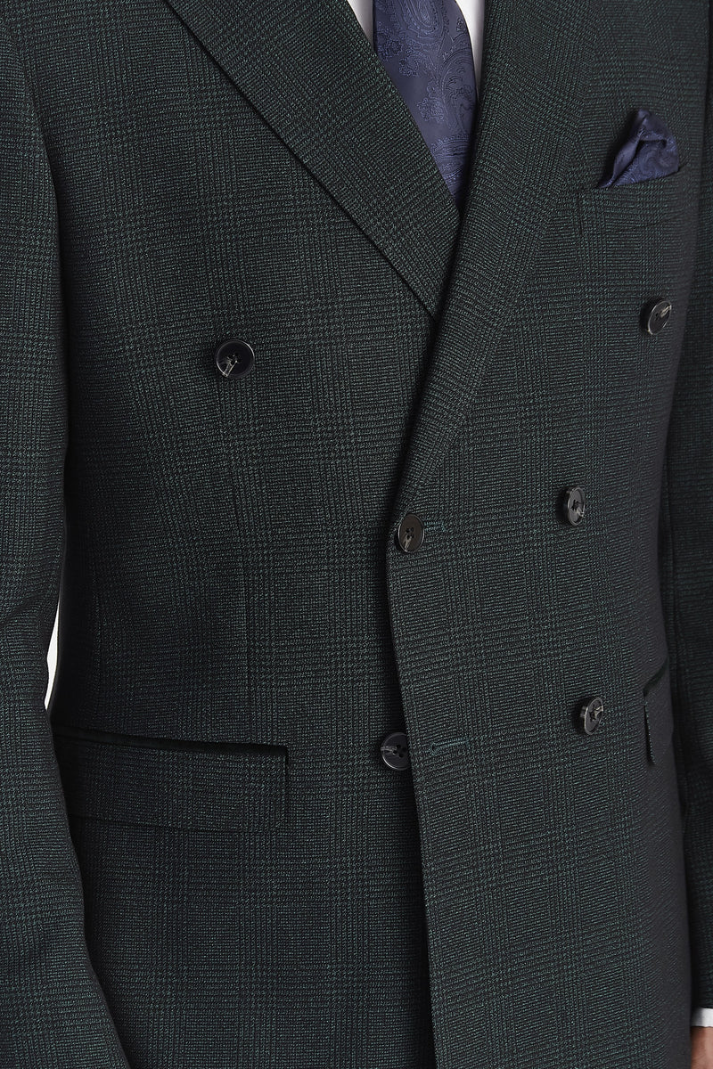 Regent – Grün karierter, zweireihiger Blazer für Herren
