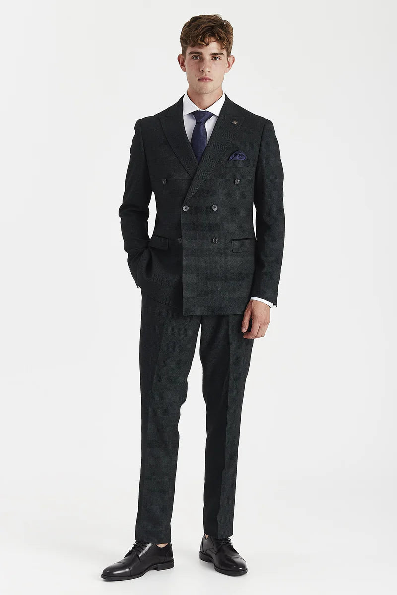 Regent – Grün karierter, zweireihiger Blazer für Herren