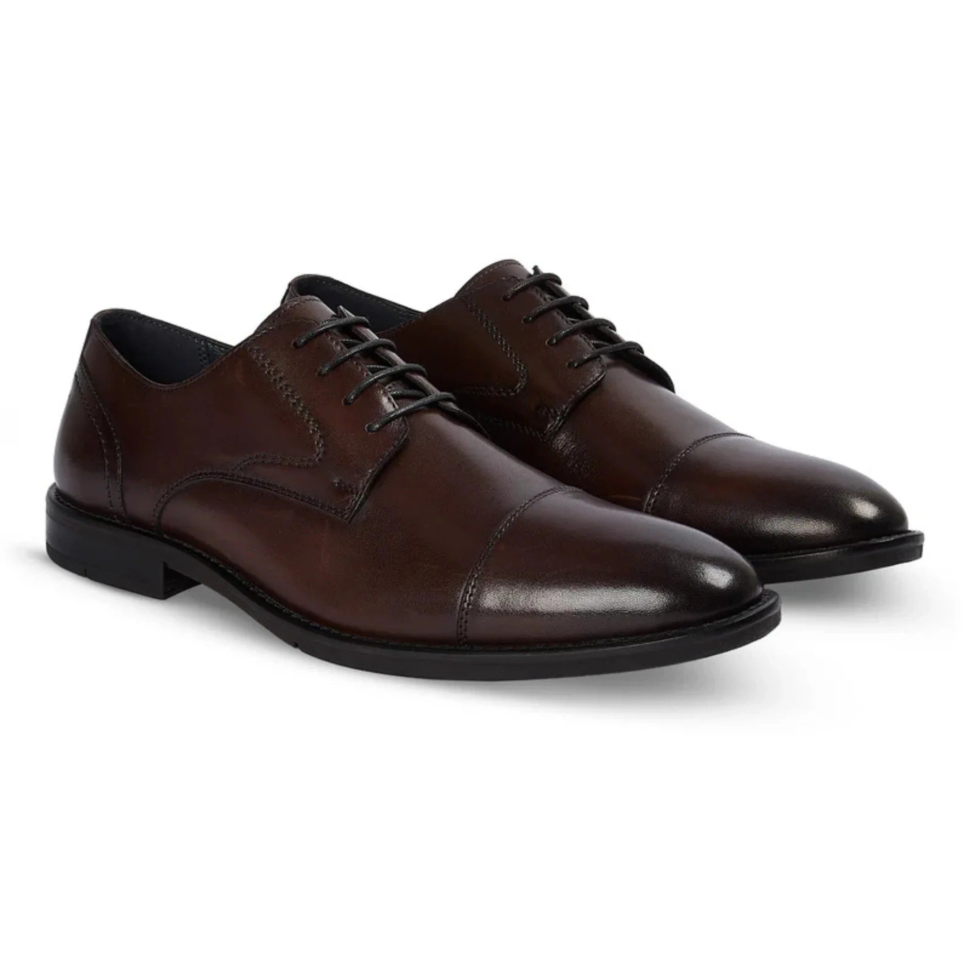 Regent - Herren Derby-Schuhe aus dunkelbraunem, poliertem Leder