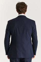 Regent – Herrenblazer in Marineblau mit Karomuster und taillierter Passform