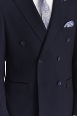 Regent – Marineblauer, karierter, zweireihiger Blazer für Herren