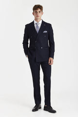 Regent – Marineblauer, karierter, zweireihiger Blazer für Herren