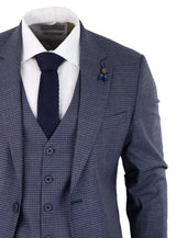 Blue-Grey Sheppard's Check 3 Piece Suit - RK20-11