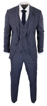 Blue-Grey Sheppard's Check 3 Piece Suit - RK20-11