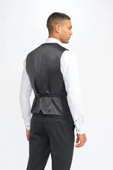 Roberto - Men's Black 3 Piece Shadow Stripes Wool Blend Suit