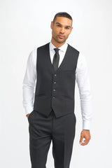 Roberto - Men's Black 3 Piece Shadow Stripes Wool Blend Suit