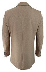 Cavani Mens Classic 3/4 Length Camel Overcoat