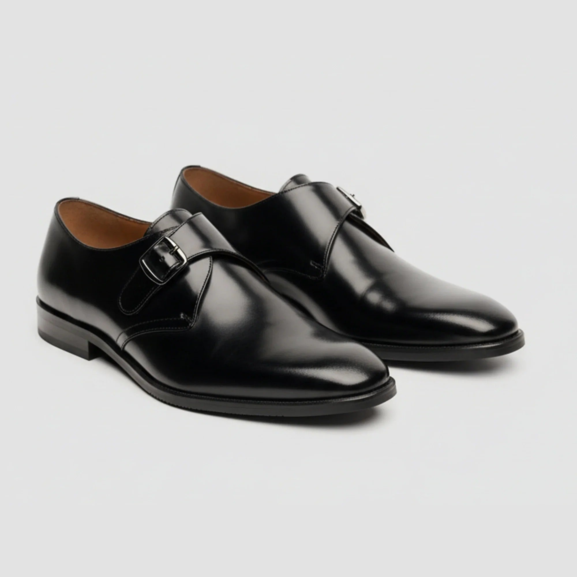 Romero - Schwarze Herren-Monk-Strap-Schuhe, poliert