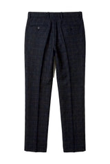 Ryan – Marineblaue Tweed-Karohose für Herren