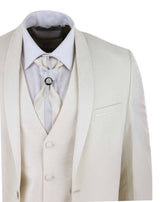 Mens 4 Piece Shawl Lapel Suit - Cream