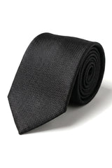 Satin Seide Strukturierte Schwarze Krawatte Geschenkset Einstecktuch Manschettenknöpfe Krawatte Matt Satin