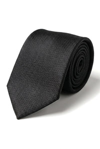 Satin Seide Strukturierte Schwarze Krawatte Geschenkset Einstecktuch Manschettenknöpfe Krawatte Matt Satin