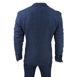 Scott Men's Blue 3-Piece Tweed Check Suit