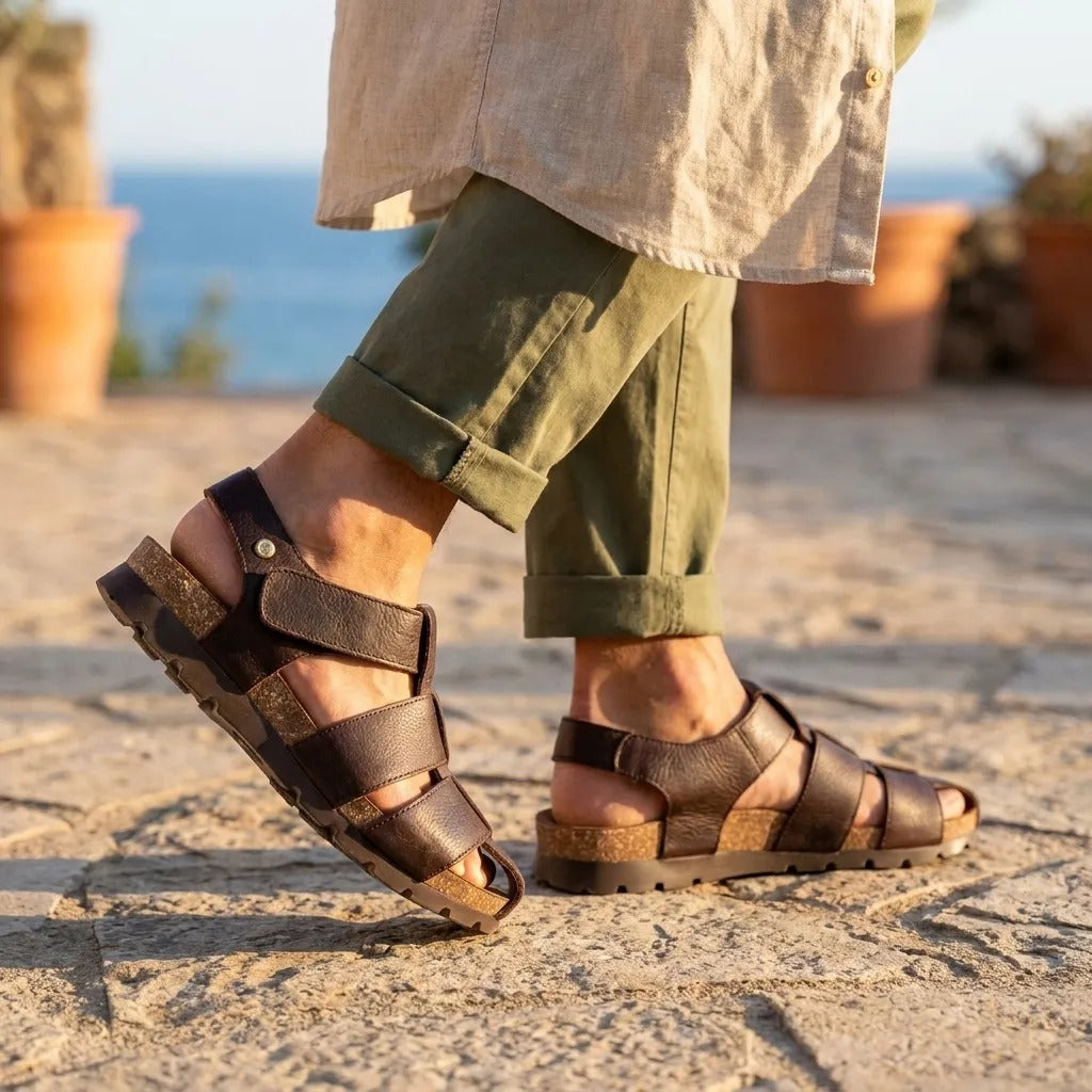 Stanley C1 – Wasserdichte Herren-Sandalen aus rindenbraunem Leder