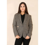 Damen-Blazer aus Fischgrät-Tweed, Eichenbraun, klassische Jacke