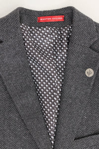 Anthrazitgrauer 3-teiliger Tweed-Anzug mit Fischgrätenmuster für Herren - STZ11