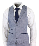 Men's Light Blue Vintage Tweed 3 Piece Suit - STZ13