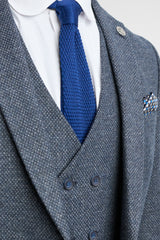 3-teiliger Herrenanzug in Marineblau mit zweireihiger Weste