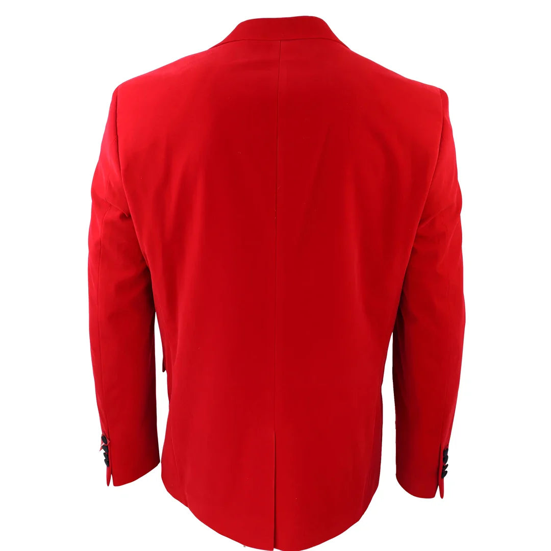 Men's Red Velvet Tux Blazer Satin Lapels Dinner Wedding Prom Black Tie