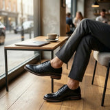 Tanner - Schwarze Herren-Derby-Schnürschuhe aus Leder mit schlichter Zehenpartie