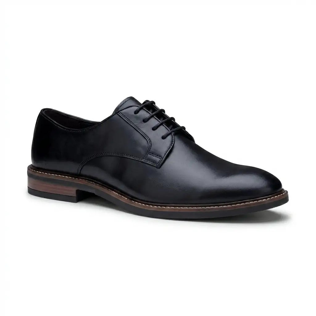 Tanner - Schwarze Herren-Derby-Schnürschuhe aus Leder mit schlichter Zehenpartie