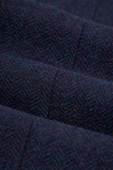 Thomas – Herrenhose aus marineblauem Wollmischgewebe mit Fischgrätmuster