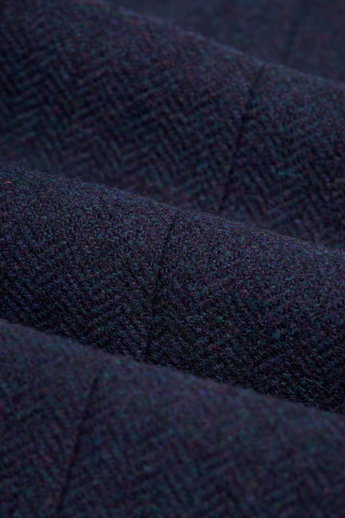Thomas – Herrenhose aus marineblauem Wollmischgewebe mit Fischgrätmuster