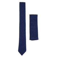 Men's Tweed Blue Tie Hankie Set Classic British Heritage Wool Herringbone