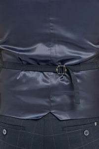 Torino - Herrenweste mit marineblauem Karomuster und doppelter Knopfleiste