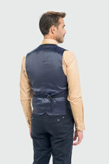 Torino - Men's 3 Piece Tailored Fit Navy Check Suit