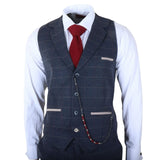 TP-32 – Dreiteiliger Herrenanzug im Gatsby-Stil aus marineblauem Tweed-Wollmischgewebe