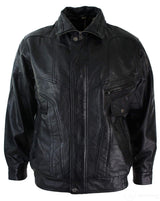 Mens Classic Bomber Black Nubuck Washed Brown Real Leather Jacket-Black