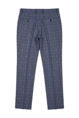 Victor - Herren Tweed Karo Blau Hochzeitshose