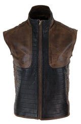 Mens Black & Brown Leather Gilet